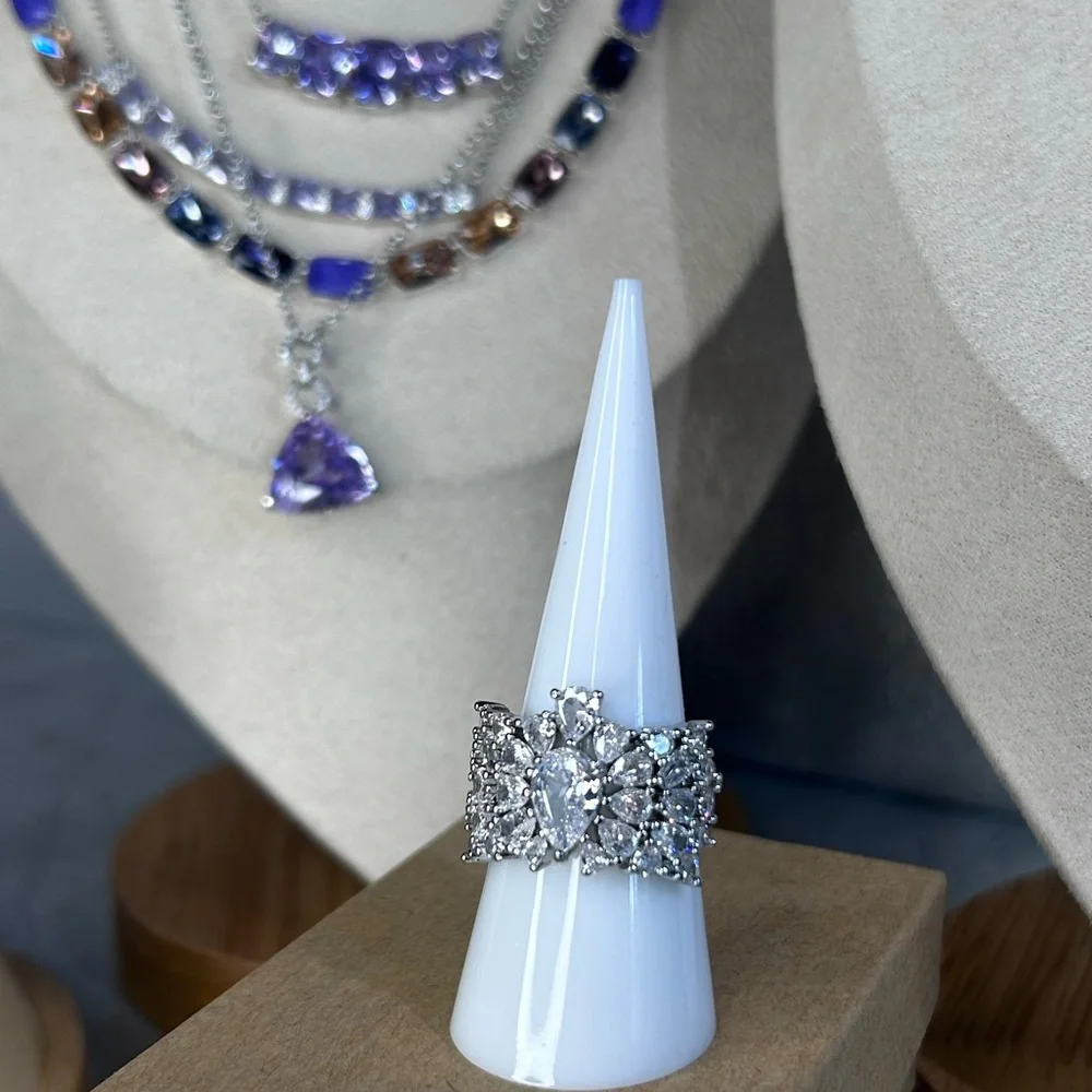 Cubic Zirconia Cluster Statement Ring Size 9